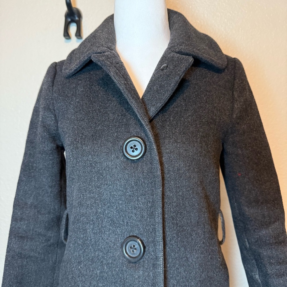 J. Crew Cashmere & Wool Harriet Plum Pea Coat Charcoal Gray Size 0 Petite - Picture 3 of 15